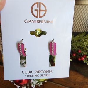 NWT Giani Bernini CZ Sterling Silver Magenta Rose Earrings